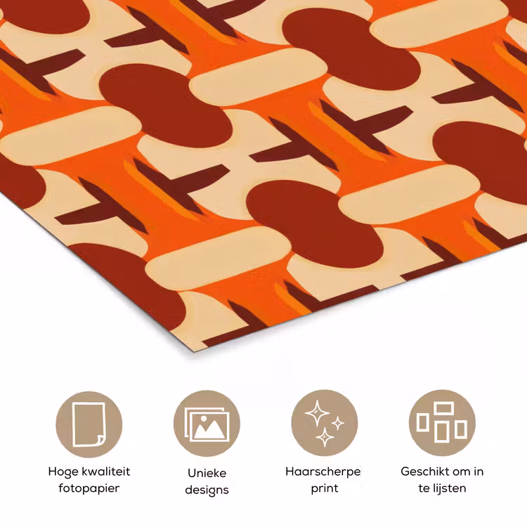 Geometrisch - Retro - Oranje poster papier klein 62 -closeup_NL