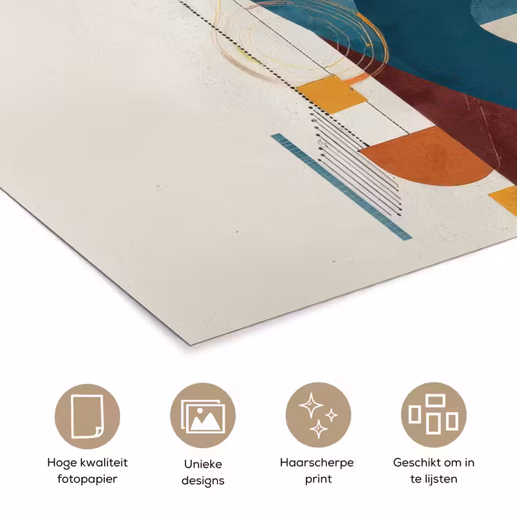 Geometrisch - Strakke vormen - Kleurrijk poster papier klein -closeup_NL