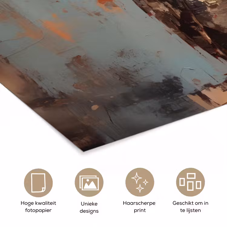 Geschilderd - Abstract - Uil - Bruin poster papier klein -closeup_NL