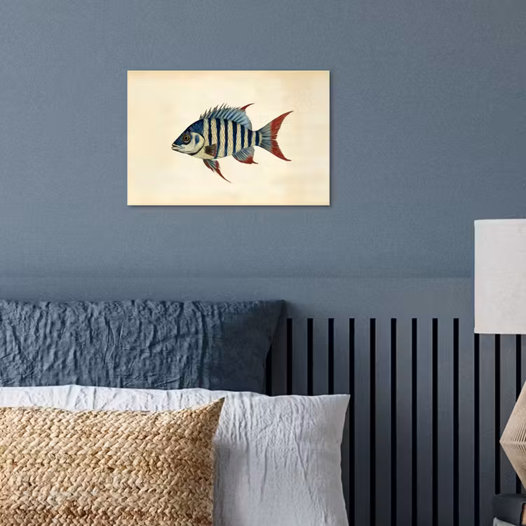 Gestreept - Donkerblauw - Rugvin - Vis poster papier klein -sfeer2