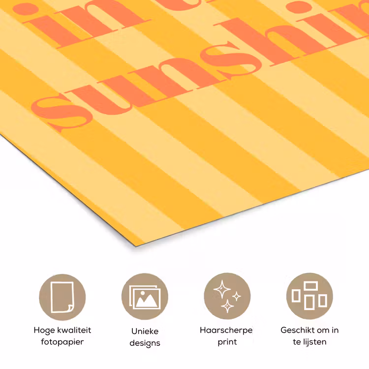 Gestreept - Geel - Sunshine - Letters poster papier klein -closeup_NL