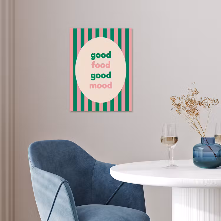 Gestreept - Quote - Ovaal - Roze poster papier klein -sfeer3
