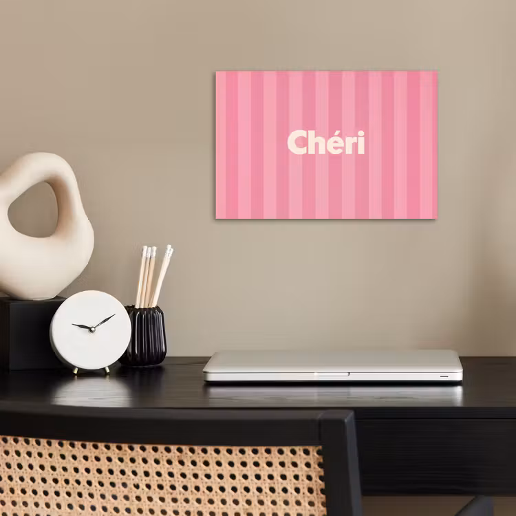 Gestreept - Roze - Chéri poster papier klein -sfeer1