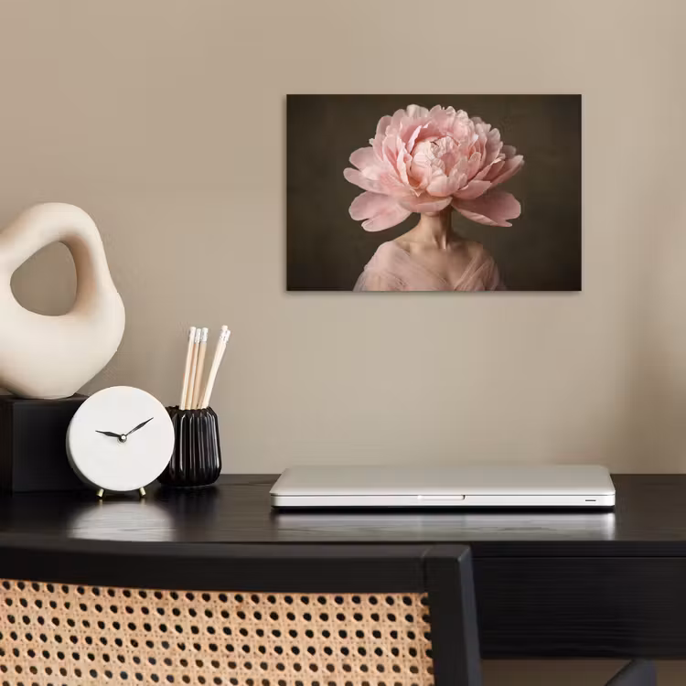 Gezicht - Roos - Roze poster papier klein -sfeer1