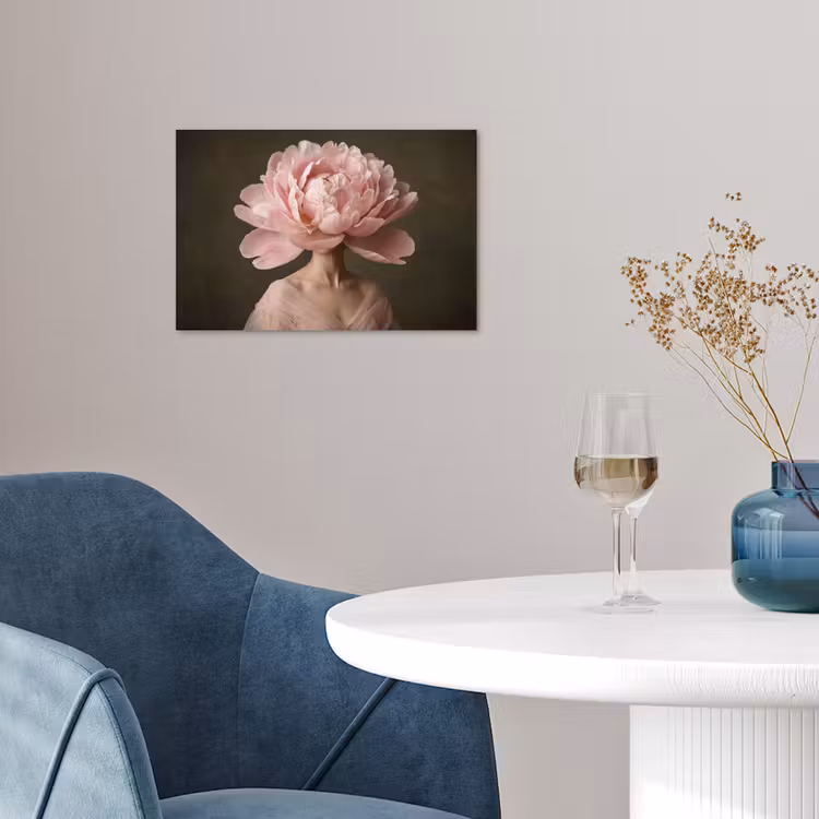 Gezicht - Roos - Roze poster papier klein -sfeer3