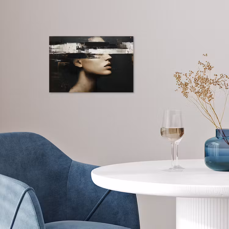 Gezicht - Vrouw - Zwart - Abstract poster papier klein -sfeer3