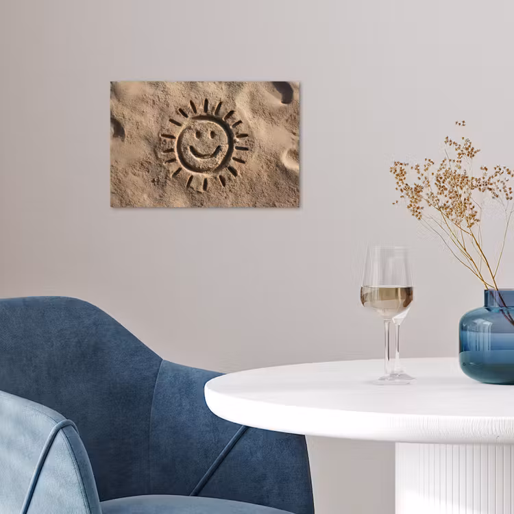 Gezichtje - Zon - Zand - Getekend poster papier klein -sfeer3