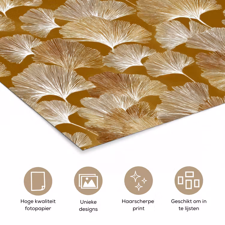 Ginkgo - Bladeren - Goud poster papier klein 62 -closeup_NL