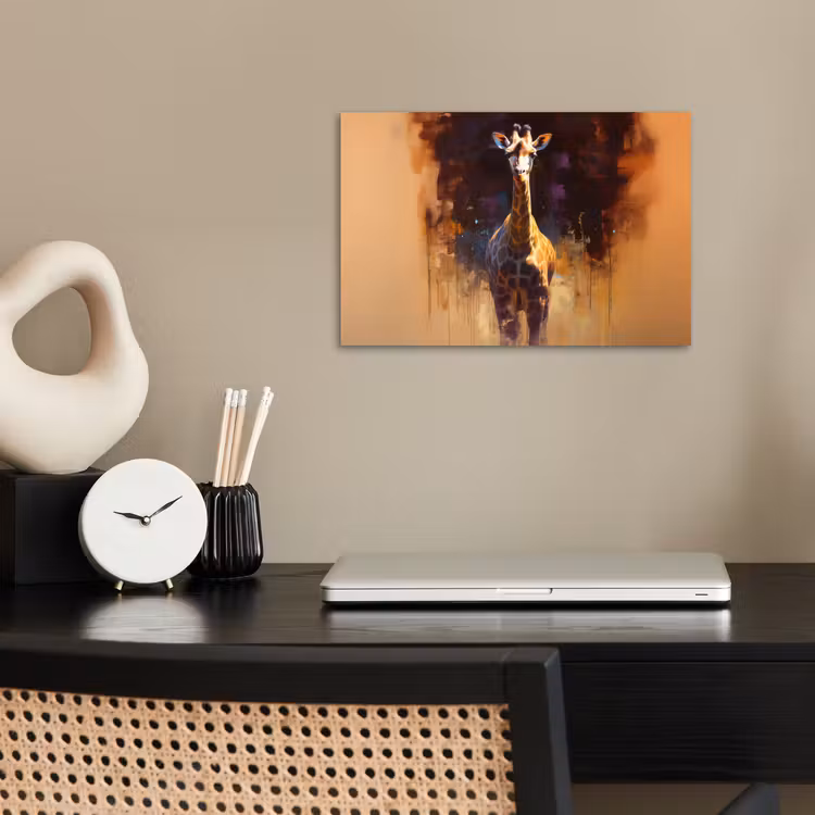 Giraf - Bruin - Abstract - Geschilderd poster papier klein -sfeer1