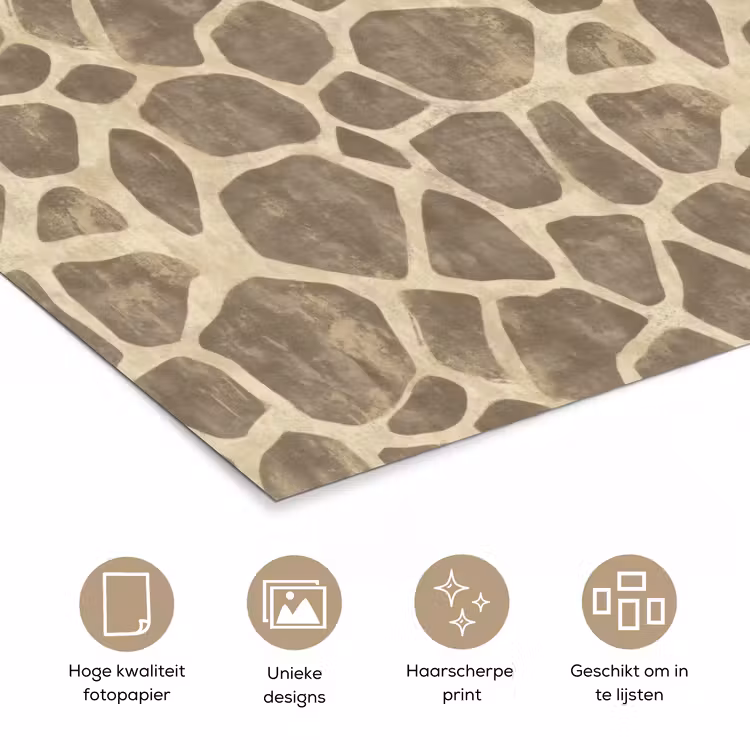 Giraf - Patroon - Beige - Bruin poster papier klein 62 -closeup_NL