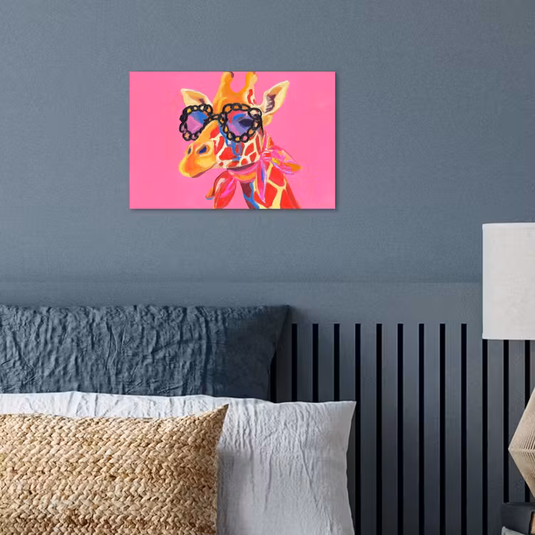 Giraf - Roze - Bril - Sjaal poster papier klein -sfeer2