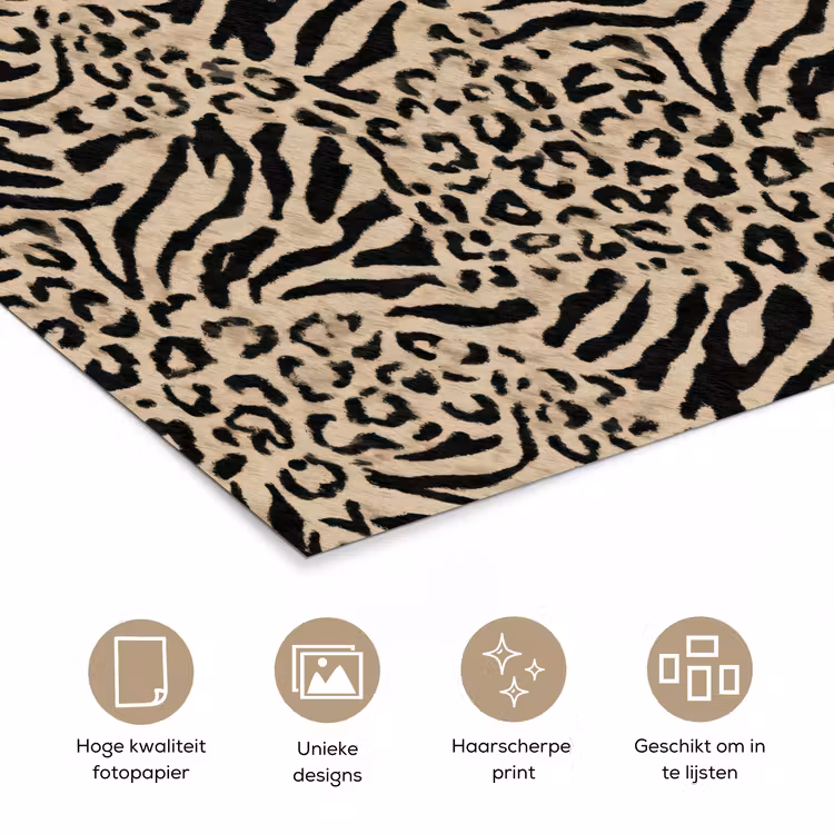 Giraf - Zebra - Motief - Bruin poster papier klein 62 -closeup_NL