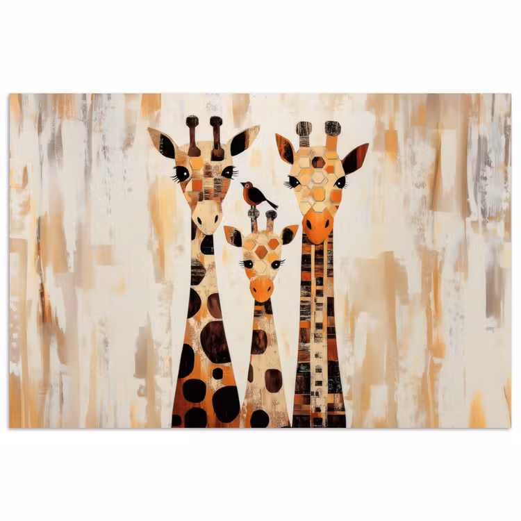 Giraffen - Cartoon - Crème poster papier klein -3d