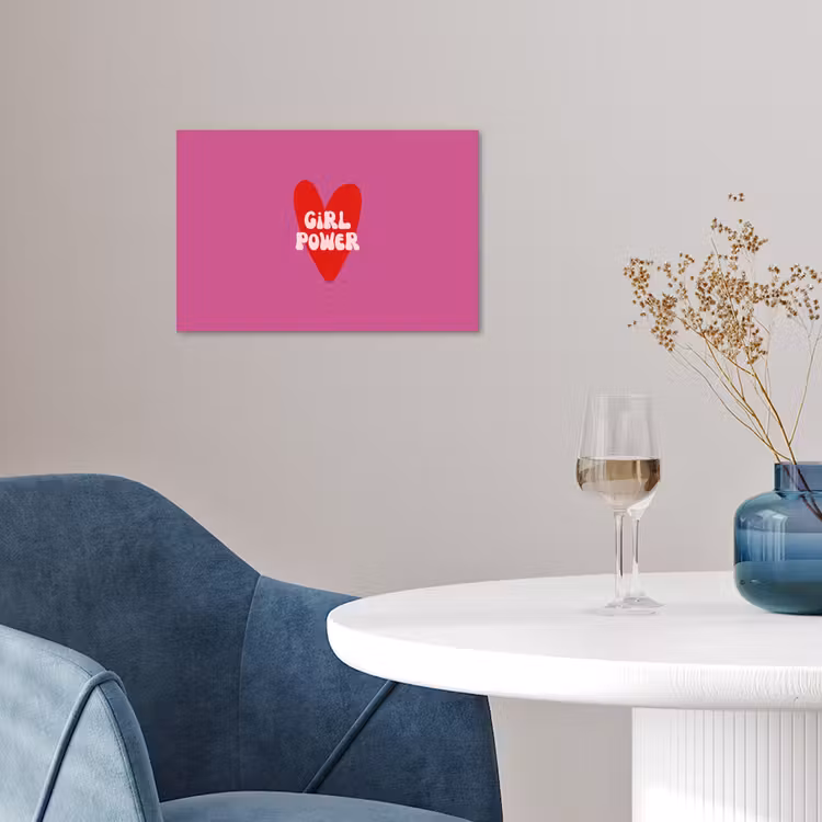Girl power - Hart - Roze - Rood poster papier klein -sfeer3