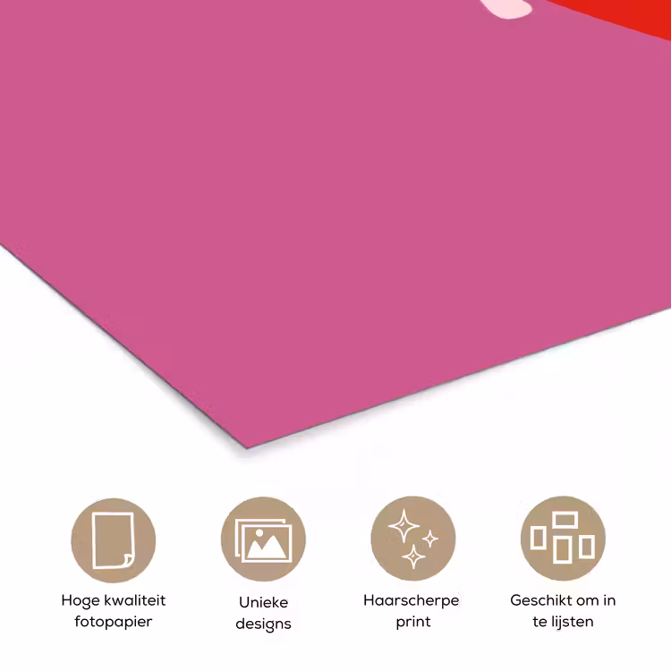 Girl power - Hart - Roze - Rood poster papier klein -closeup_NL