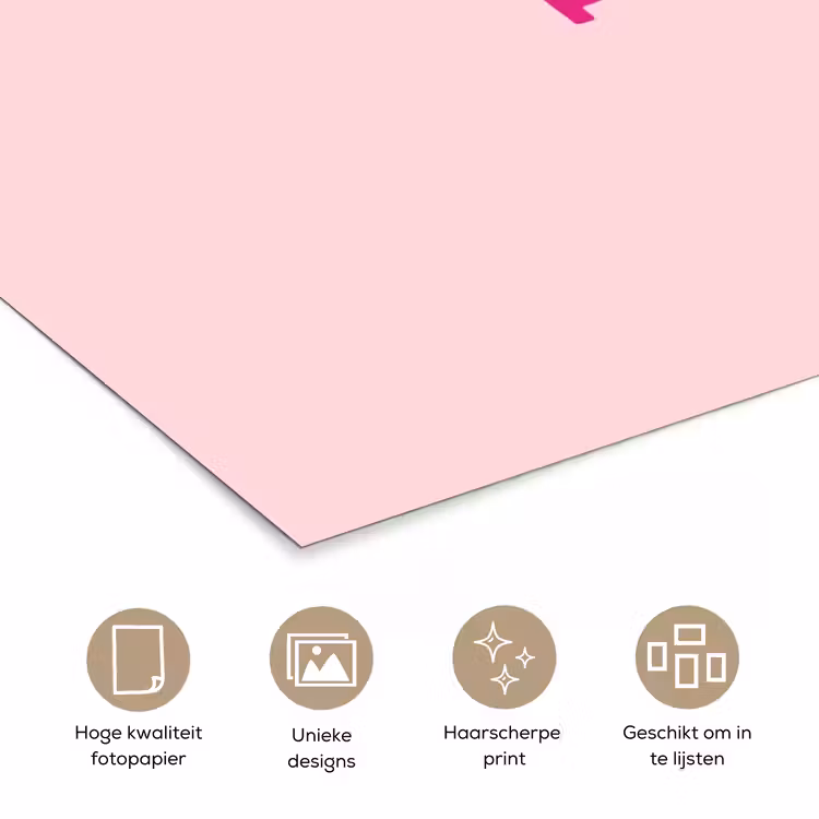 Girl power - Roze - Hartje poster papier klein -closeup_NL