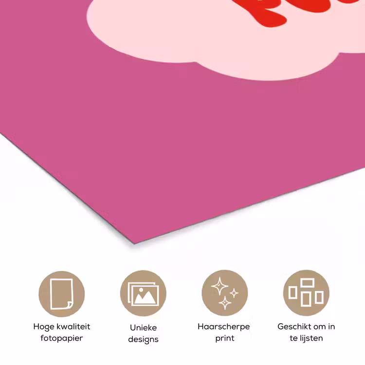 Girl power - Wolk - Roze poster papier klein -closeup_NL