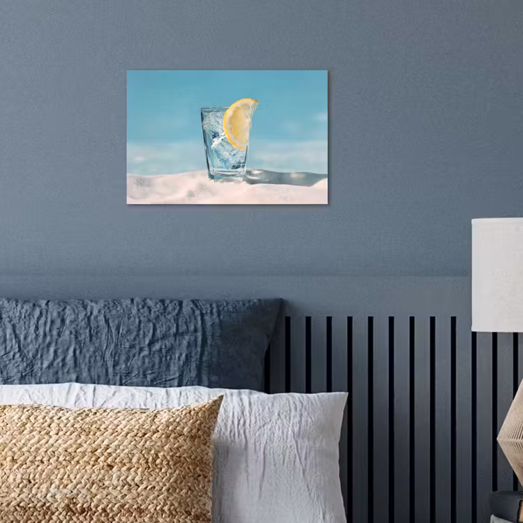 Glas - ijsblokjes - Citroen poster papier klein -sfeer2