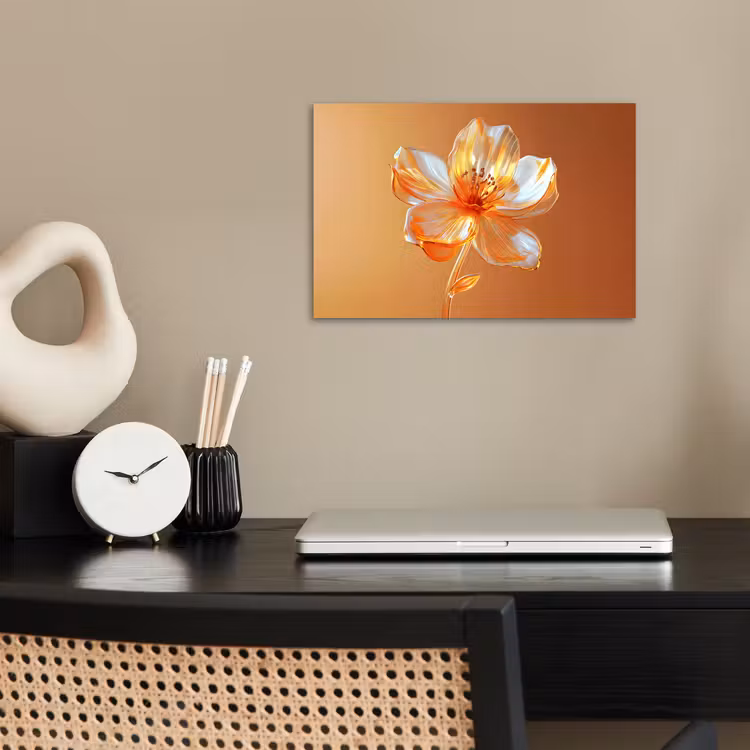 Glazen - Bloem - Oranje poster papier klein -sfeer1