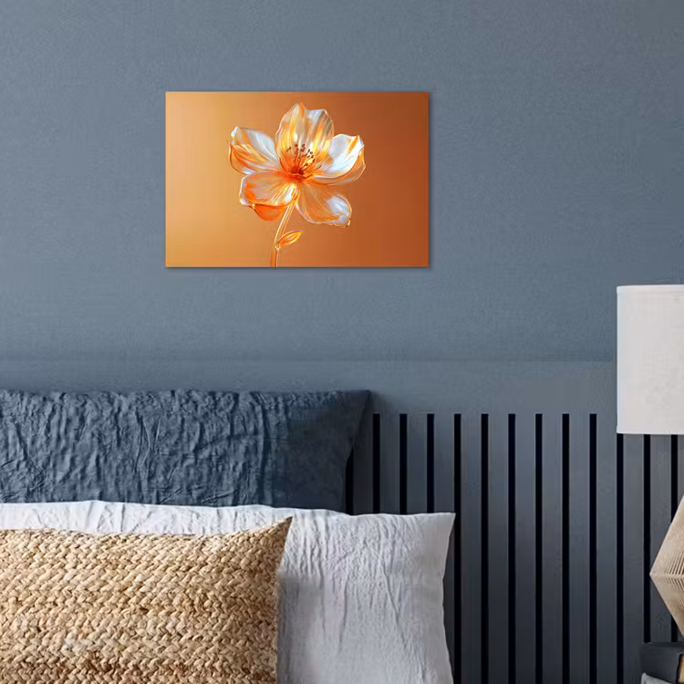Glazen - Bloem - Oranje poster papier klein -sfeer2
