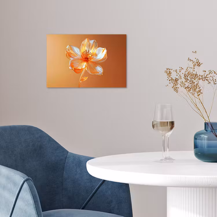 Glazen - Bloem - Oranje poster papier klein -sfeer3