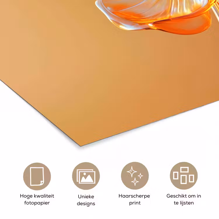 Glazen - Bloem - Oranje poster papier klein -closeup_NL