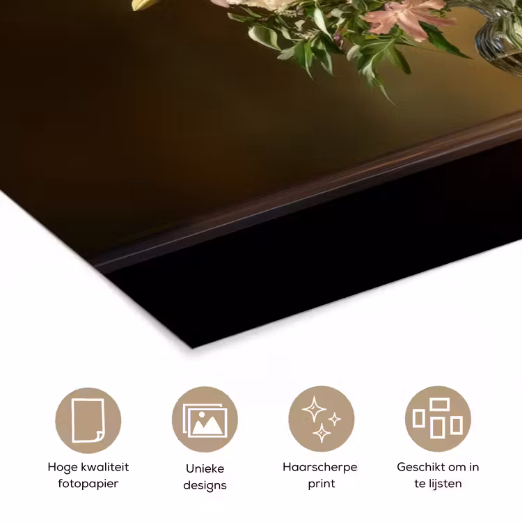 Glazen - Bloemen - Boeket - Kleuren poster papier klein -closeup_NL