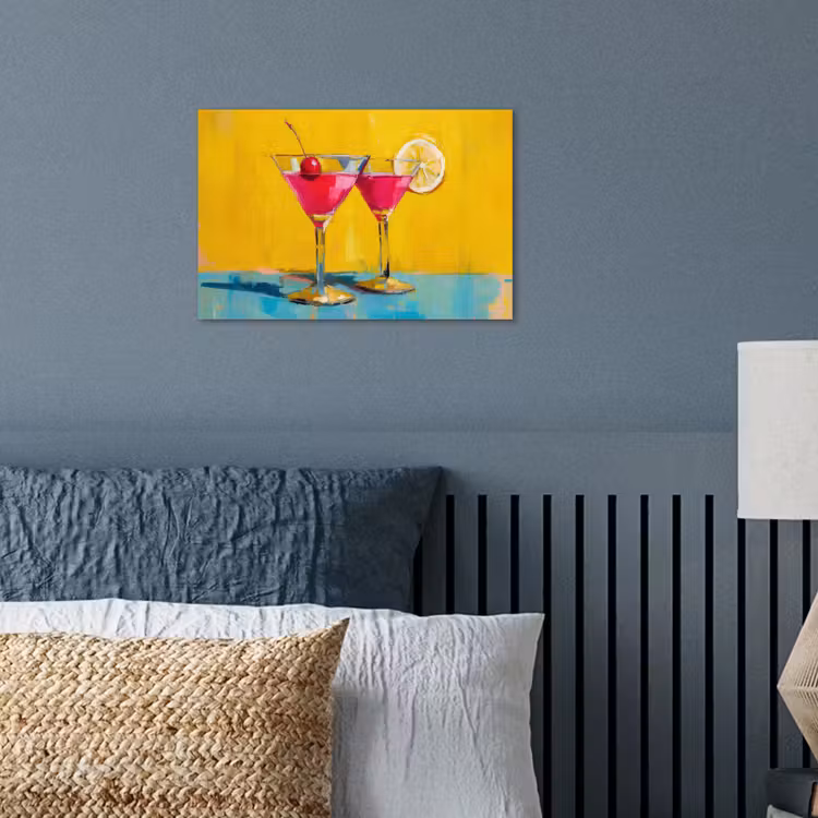 Glazen - Cocktail - Citroen - Kers poster papier klein -sfeer2