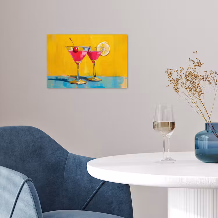 Glazen - Cocktail - Citroen - Kers poster papier klein -sfeer3