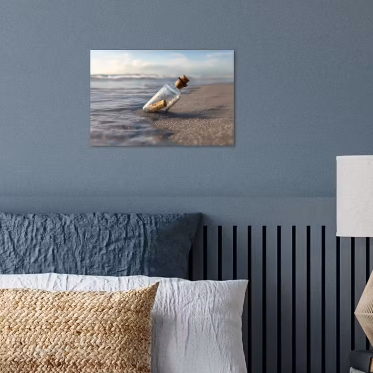 Glazenfles - Post - Zee - Zand poster papier klein -sfeer2