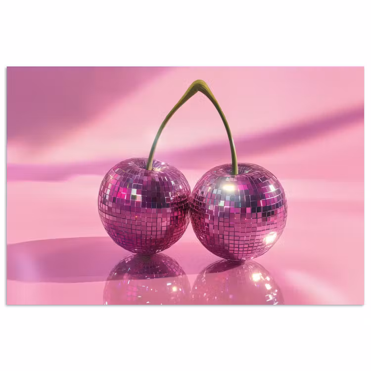 Glitter - Discobol - Roze - Kersen poster papier klein -3d