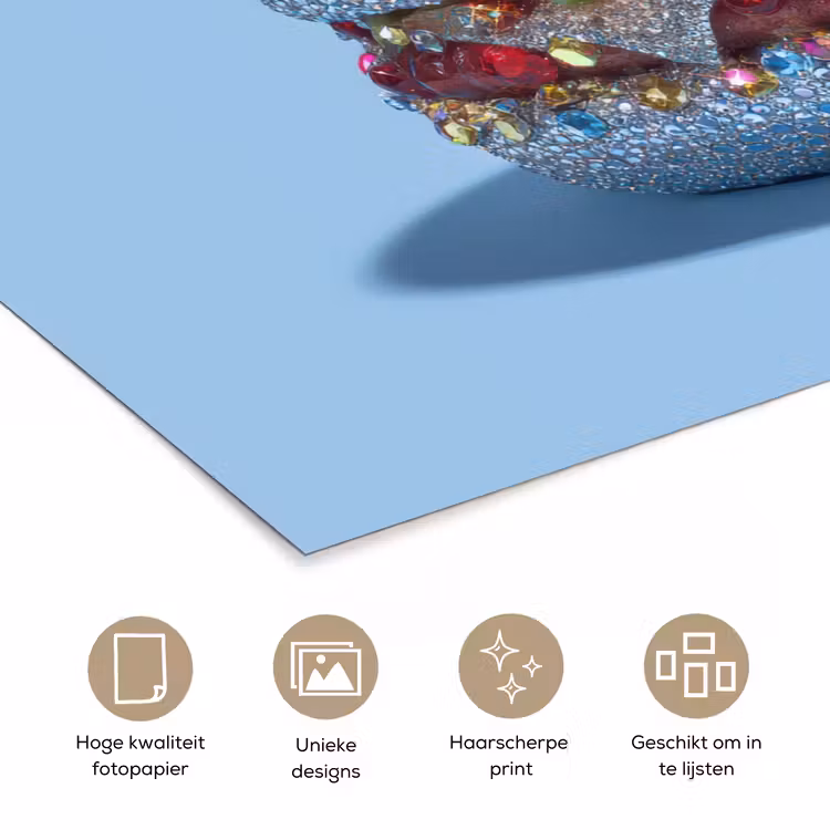 Glitters - Hamburger - Blauw poster papier klein -closeup_NL