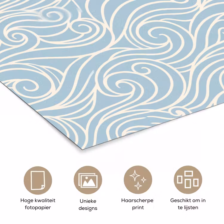 Golf - Abstract - Natuur - Modern - Blauw poster papier klein -closeup_NL