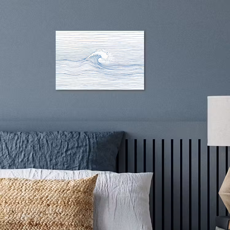 Golf - Brekende - Natuur - Minimalistisch - Blauw poster papier klein -sfeer2