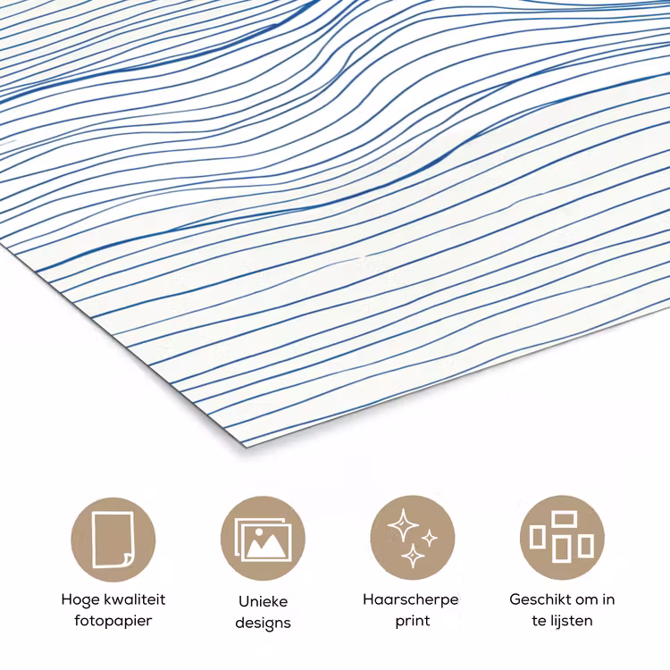 Golf - Brekende - Natuur - Minimalistisch - Blauw poster papier klein -closeup_NL