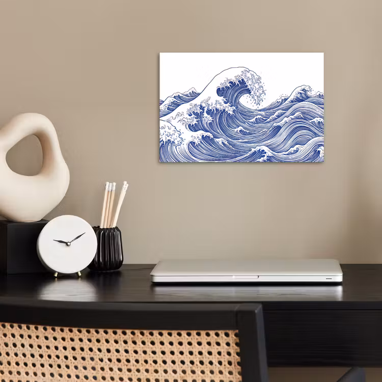 Golf - Japans - Zee - Illustratie - Blauw poster papier klein -sfeer1