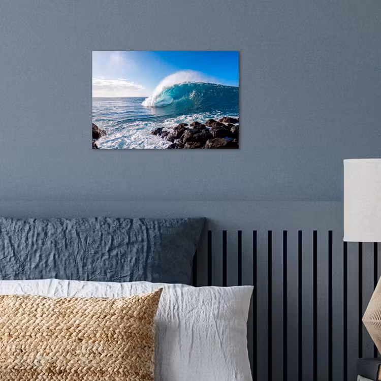 Golf - Oceaan - Brekend - Water - Blauw poster papier klein -sfeer2