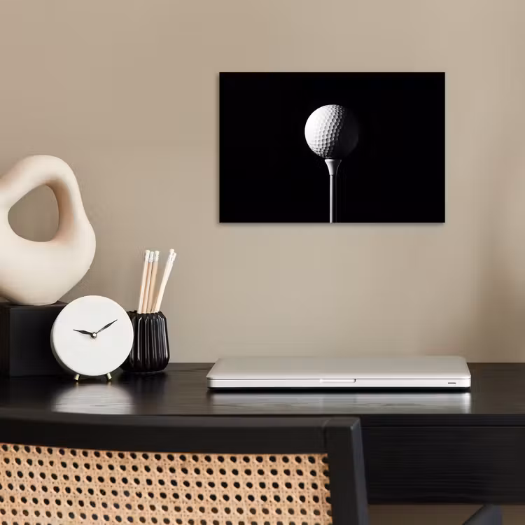 Golfbal - Minimalistisch - Wit poster papier klein -sfeer1