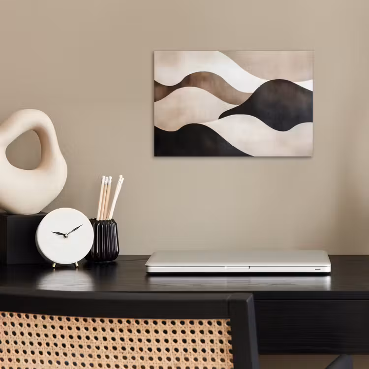 Golven - Abstract - Beige poster papier klein -sfeer1