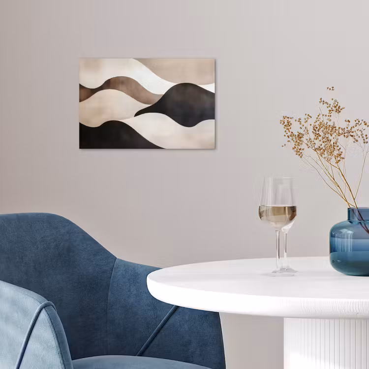Golven - Abstract - Beige poster papier klein -sfeer3