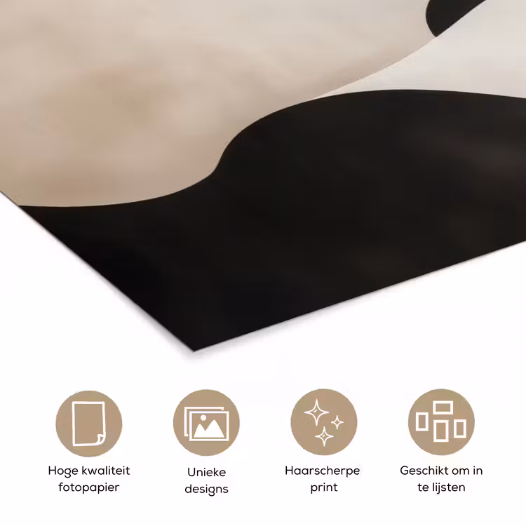 Golven - Abstract - Beige poster papier klein -closeup_NL