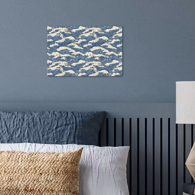 Golven - Klassiek - Blauw poster papier klein 62 -sfeer2