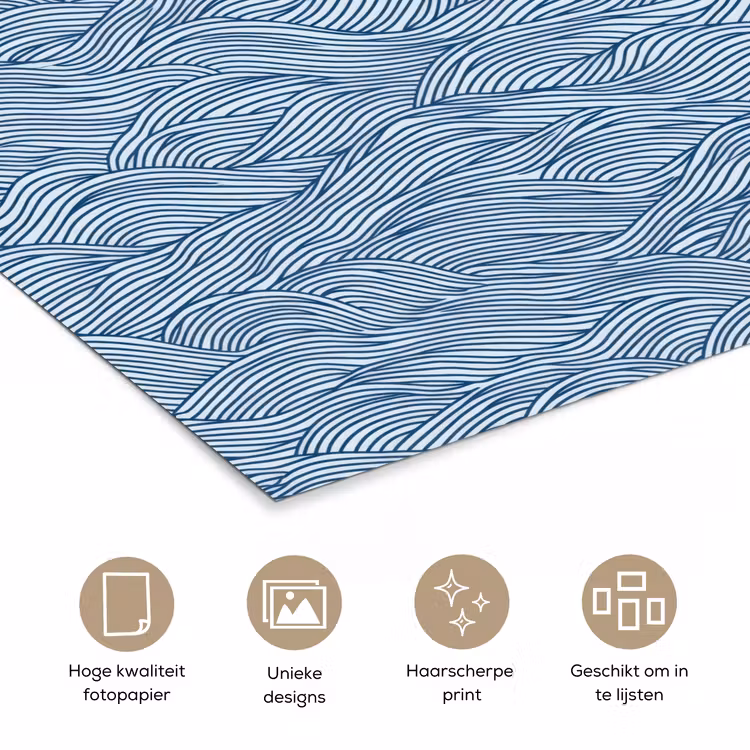 Golven - Ritmisch - Blauw poster papier klein 62 -closeup_NL
