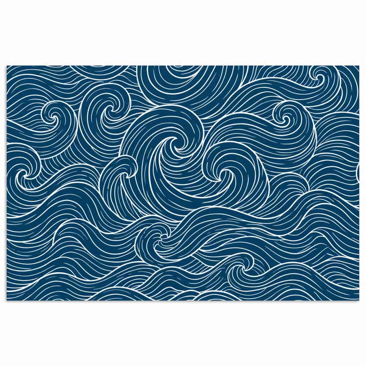 Golven - Spiraal - Water - Abstract - Blauw poster papier klein -3d