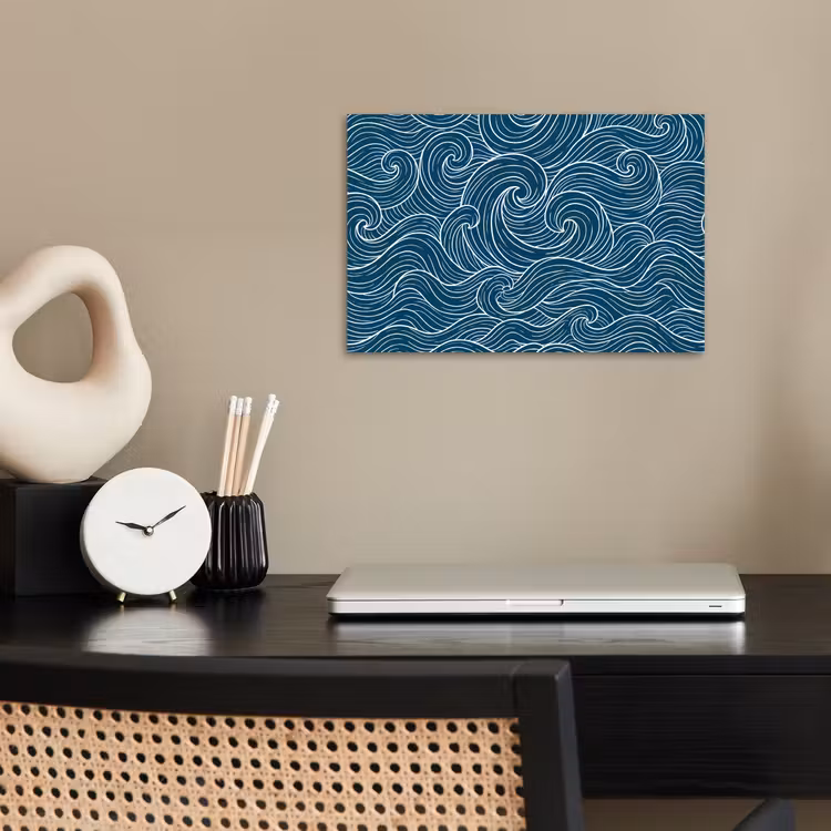 Golven - Spiraal - Water - Abstract - Blauw poster papier klein -sfeer1