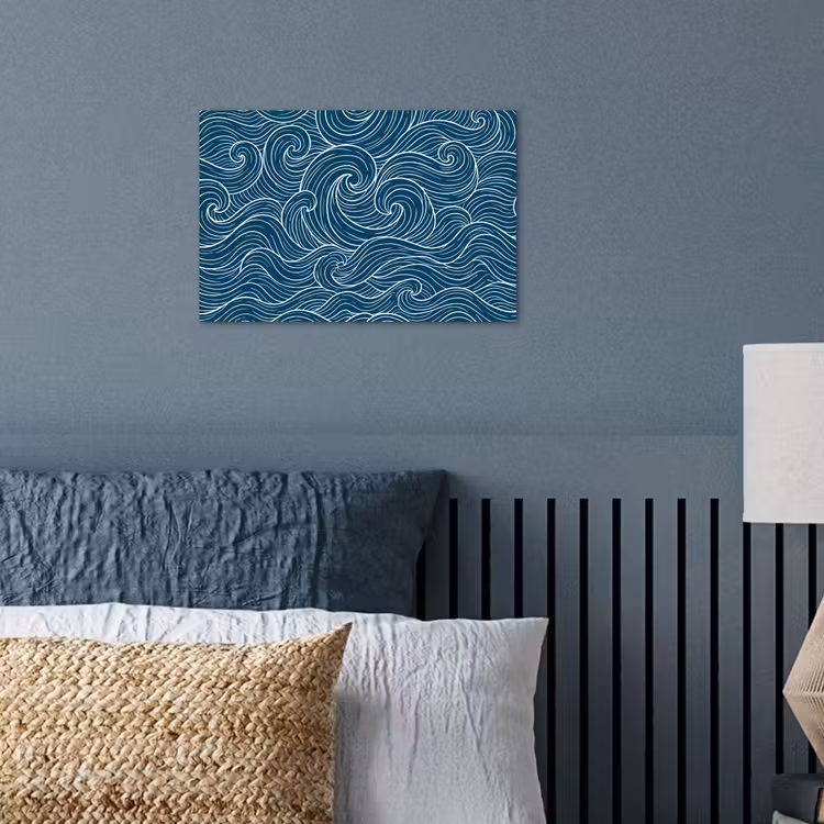 Golven - Spiraal - Water - Abstract - Blauw poster papier klein -sfeer2