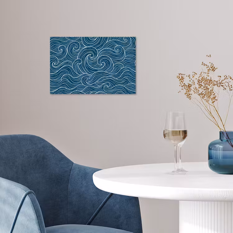 Golven - Spiraal - Water - Abstract - Blauw poster papier klein -sfeer3