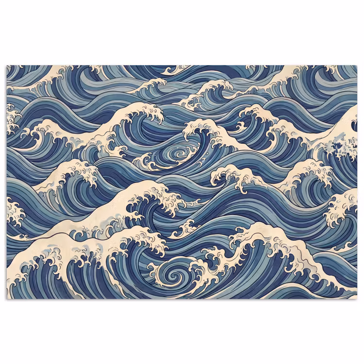 Golven - Zee - Natuur - Abstract - Blauw poster papier klein -3d
