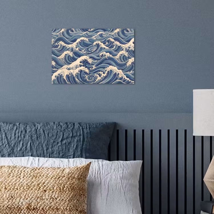 Golven - Zee - Natuur - Abstract - Blauw poster papier klein -sfeer2