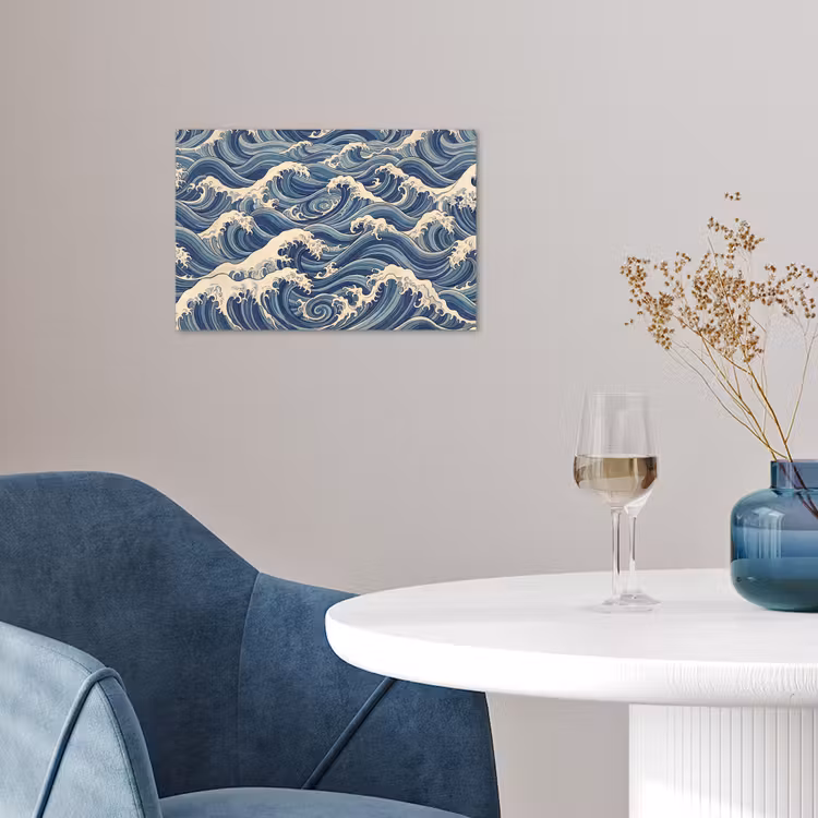 Golven - Zee - Natuur - Abstract - Blauw poster papier klein -sfeer3